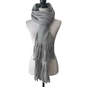 Steve Madden Cold Weather Tassel Oversized Cozy Scarf Gray Solid Knit Fall‎ NEW